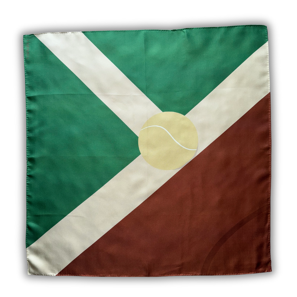 Šilko skarelė HIT - autorinis teniso motyvų piešinys