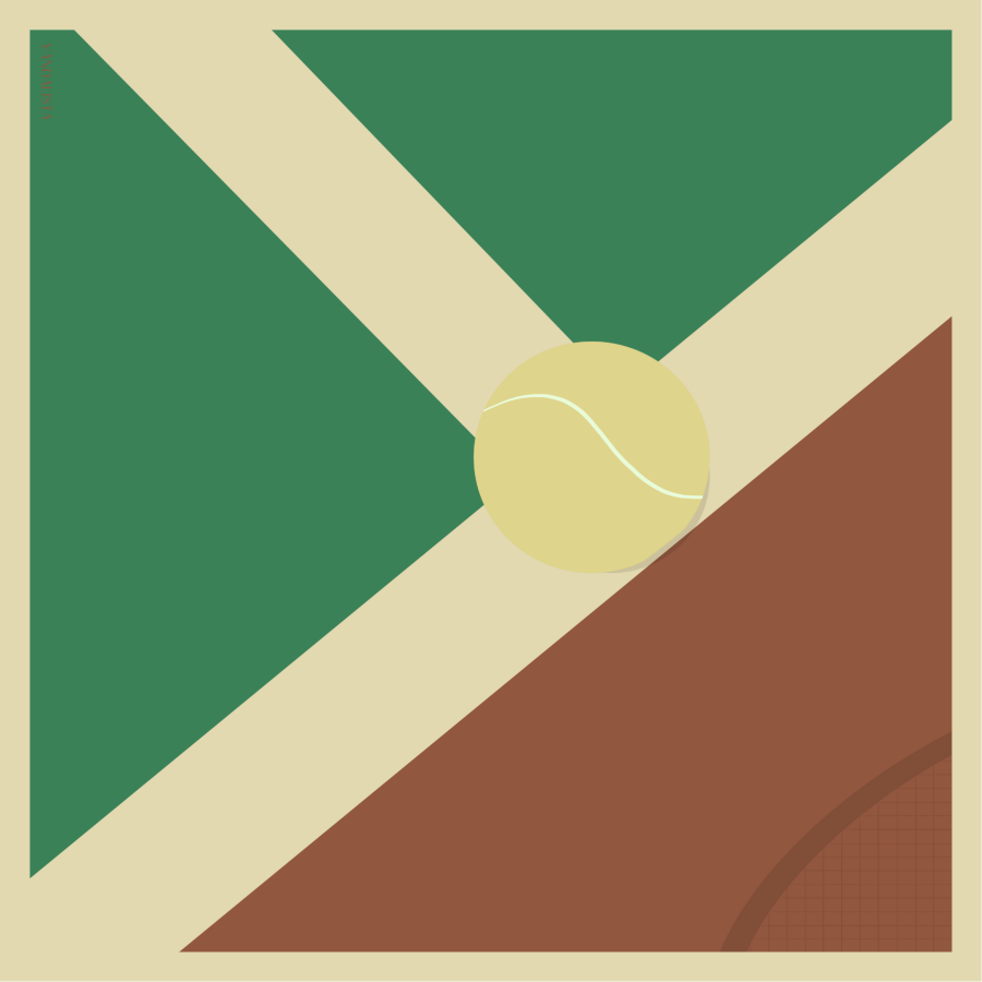 Šilko skarelė HIT - teniso įkvėptas dizainas, ruda, žalia, geltona