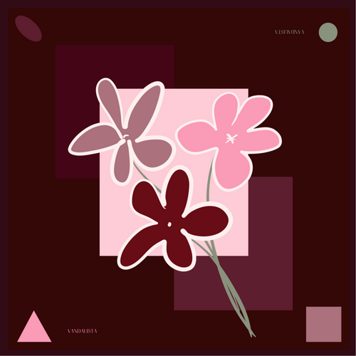 Šilko skarelė Bloom - bordinė autorinė skarelė su rožiniais ir žaliais tonais | Vandalista